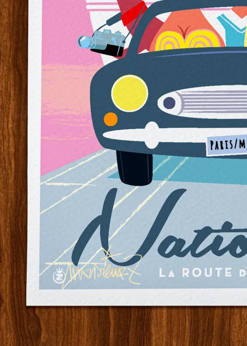 Affiche Nationale 7 Signée Monsieur Z, Tirage d'art,