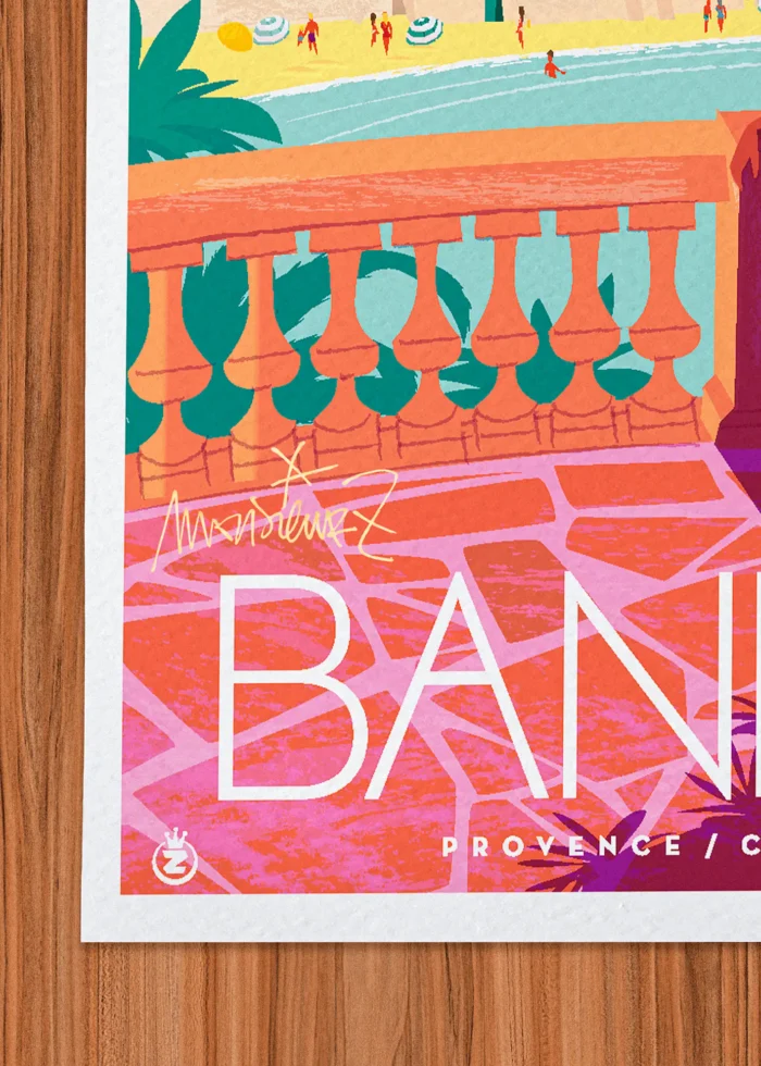 Signature-294 Affiche Bandol Signée Monsieur Z, Tirage d'art,