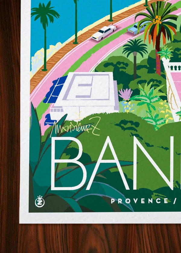 Signature-295 Affiche Bandol Signée Monsieur Z, Tirage d'art,