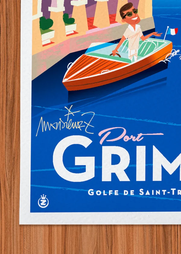 Signature-296 Affiche Grimaud Signée Monsieur Z, Tirage d'art,