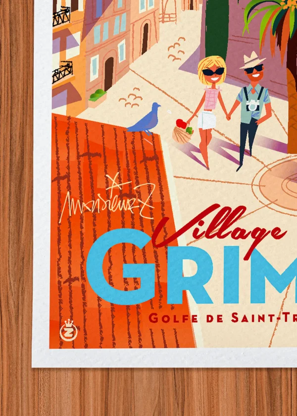 Signature-297 Affiche Grimaud Signée Monsieur Z, Tirage d'art,