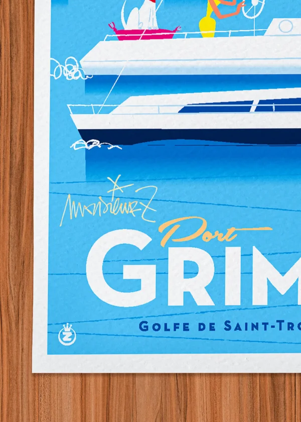 Signature-298 Affiche Grimaud Signée Monsieur Z, Tirage d'art,