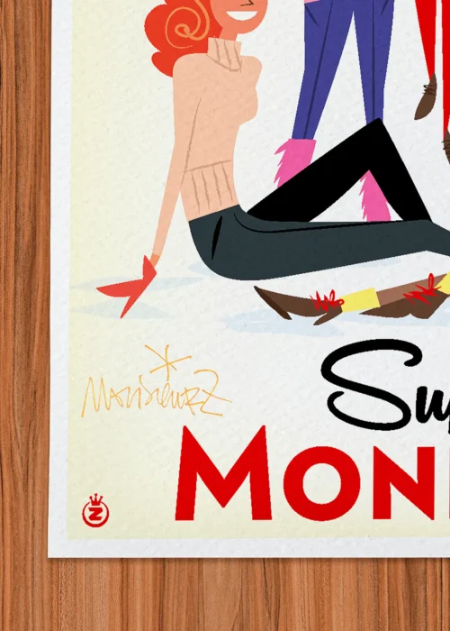 Affiche ski Signée Monsieur Z, Tirage d'art,