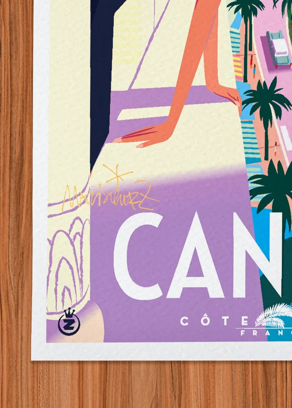 Signature-332 Affiche Cannes Signée Monsieur Z, Tirage d'art,