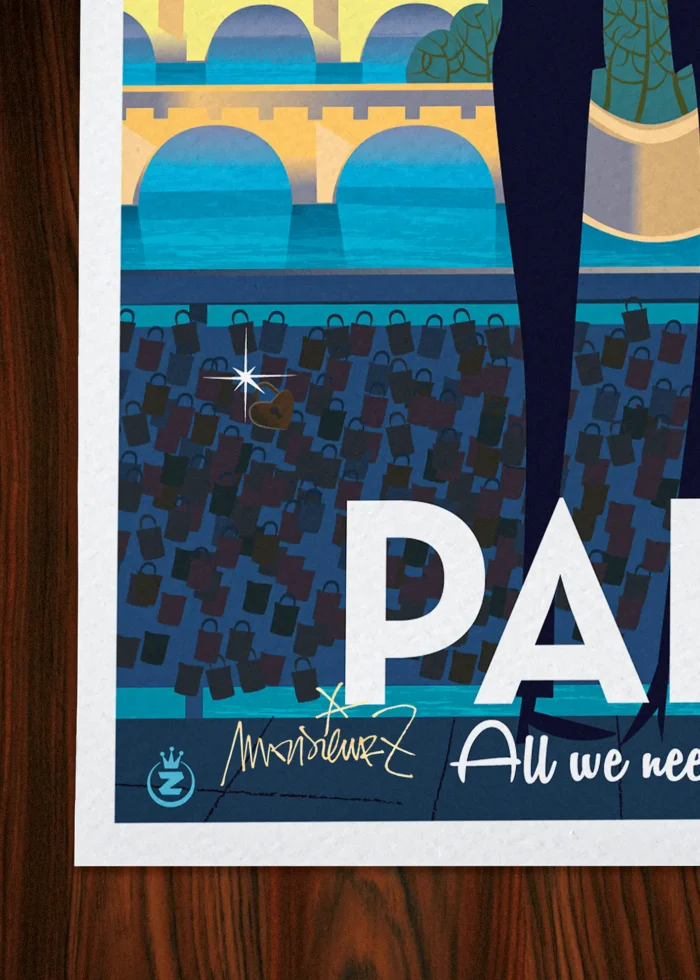 Signature-373 Affiche Paris Signée Monsieur Z, Tirage d'art,