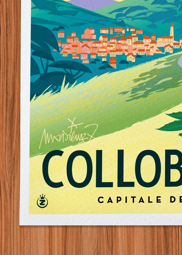Signature-381 Affiche Collobrières Signée Monsieur Z, Tirage d'art,
