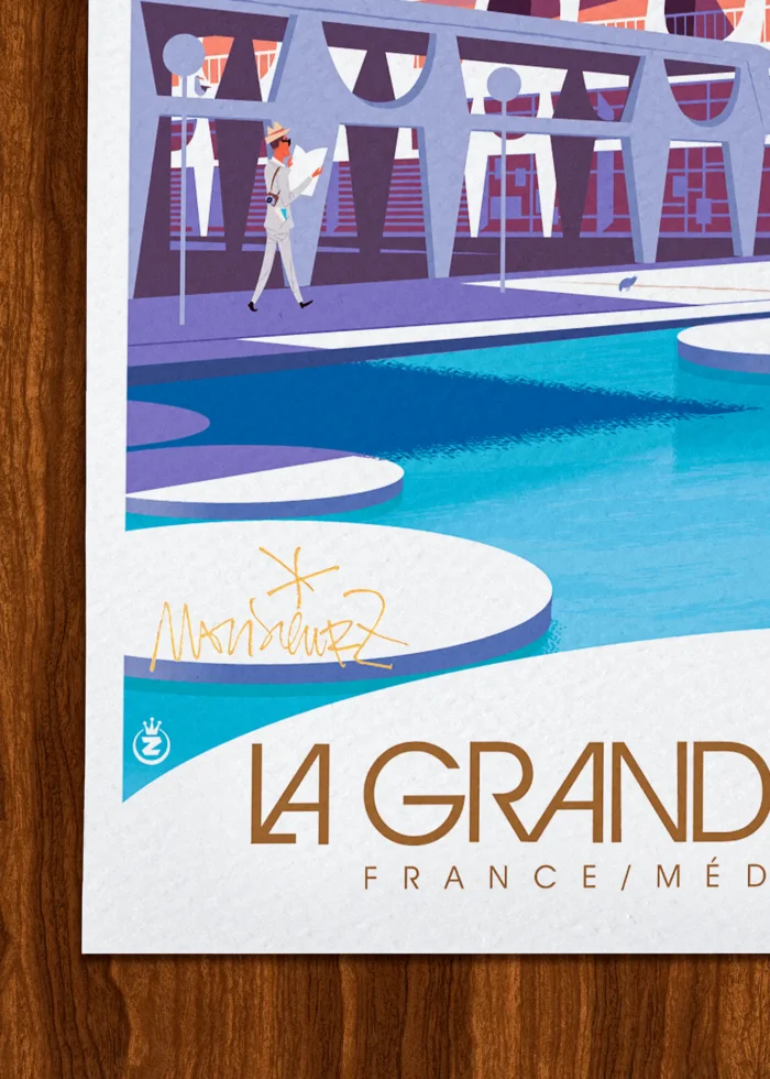 Signature-387 Affiche La grande motte Signée Monsieur Z, Tirage d'art,