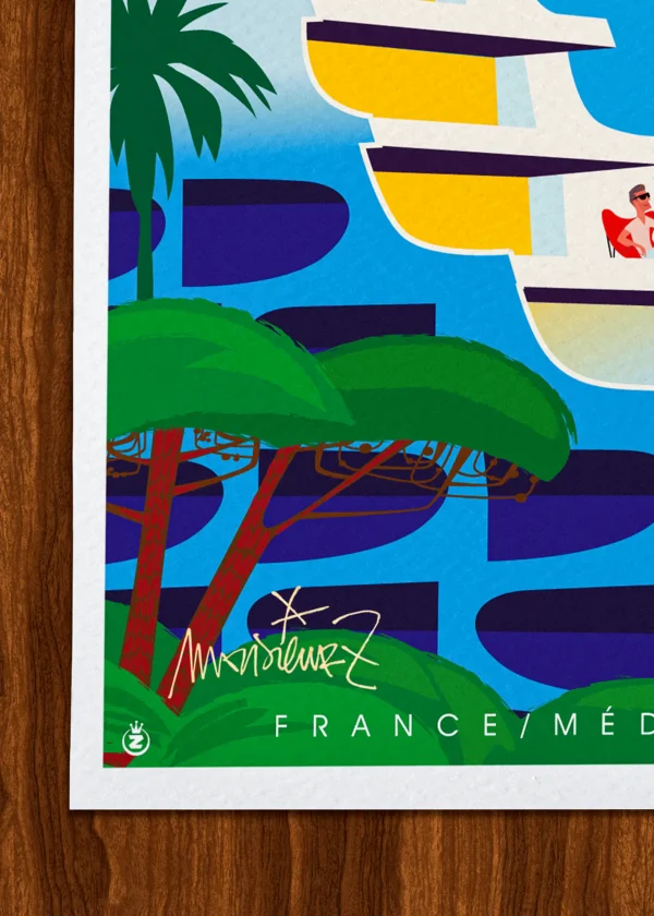 Signature-393 Affiche La grande motte Signée Monsieur Z, Tirage d'art,