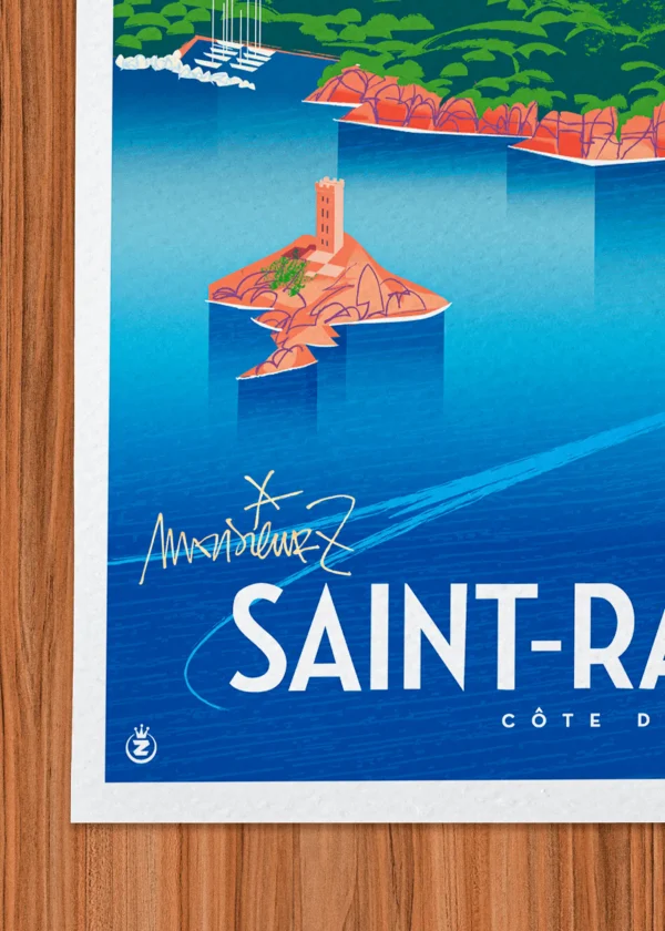 Signature-404 Affiche Saint-raphaël Signée Monsieur Z, Tirage d'art,
