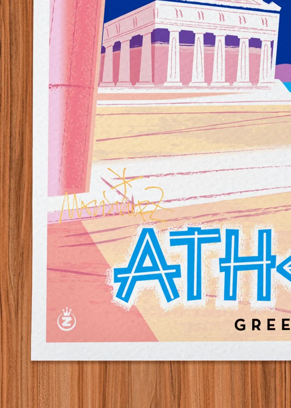 Signature-415 Affiche Athenes Signée Monsieur Z, Tirage d'art,