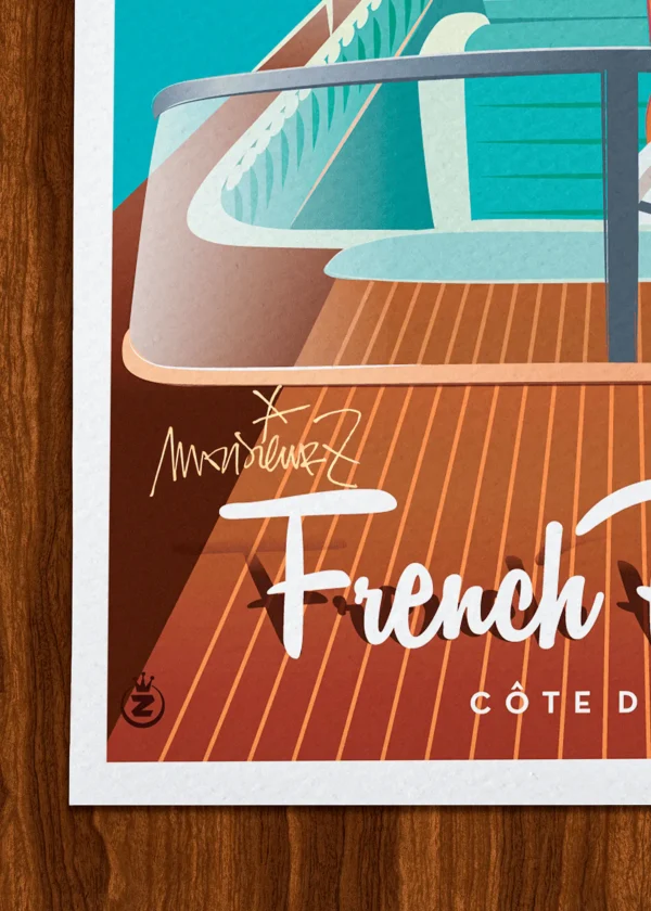 Signature-428 Affiche french riviera Signée Monsieur Z, Tirage d'art,