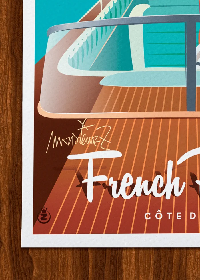 Signature-428 Affiche french riviera Signée Monsieur Z, Tirage d'art,