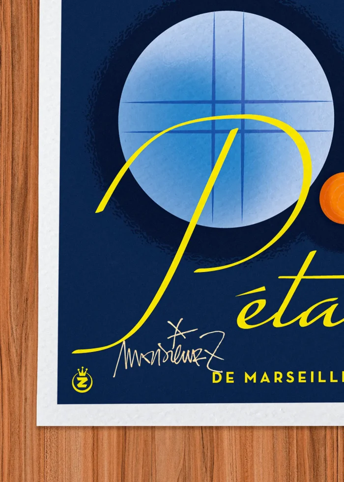 Signature-435 Affiche pétanque Signée Monsieur Z, Tirage d'art,