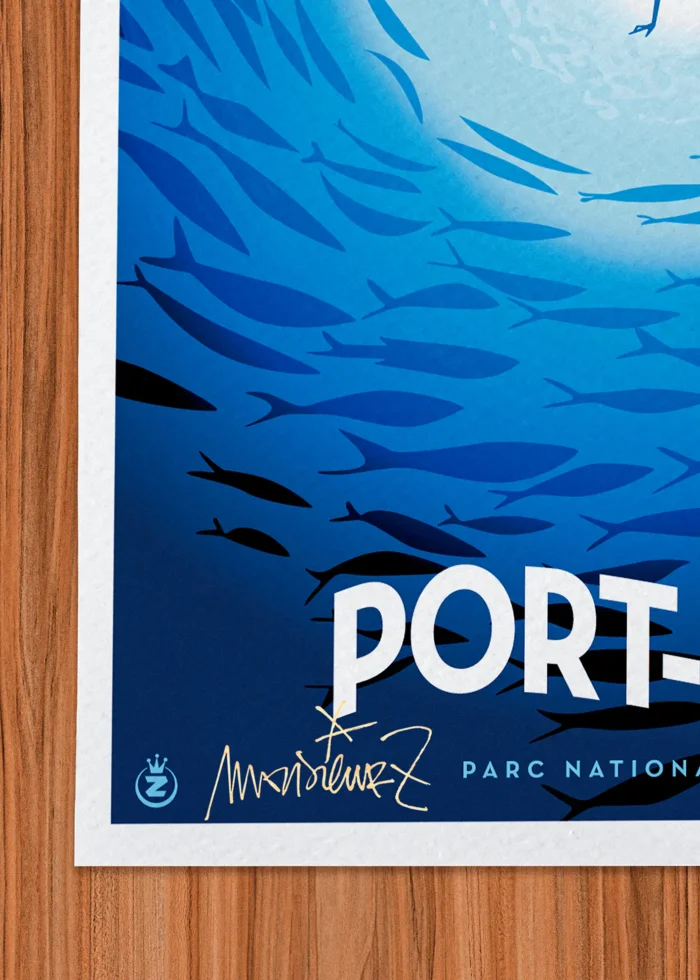 Signature-453 Affiche Port-cros Signée Monsieur Z, Tirage d'art,