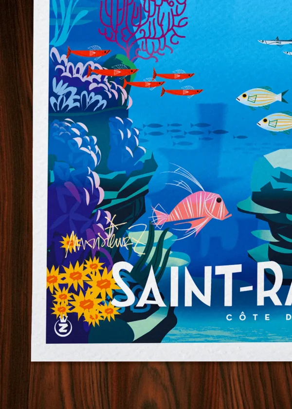 Signature-456 Affiche Saint-raph Signée Monsieur Z, Tirage d'art,