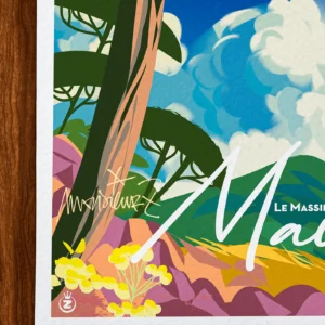 Affiche Massif des maures Signée Monsieur Z, Tirage d'art,