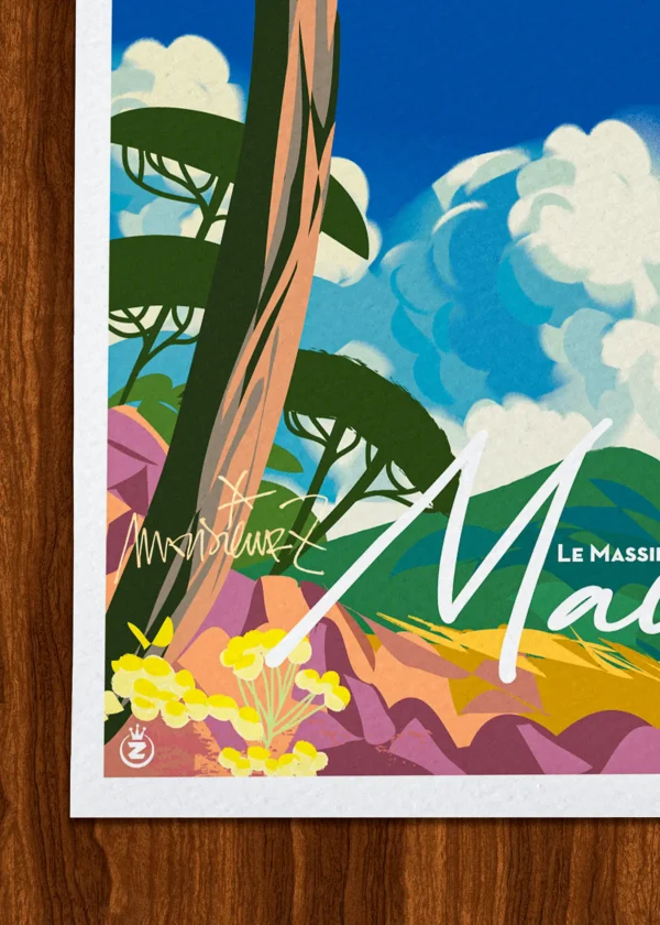Signature-463 Affiche Massif des maures Signée Monsieur Z, Tirage d'art,
