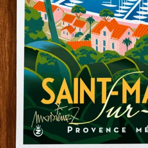 Affiche Saint mandrier Signée Monsieur Z, Tirage d'art,