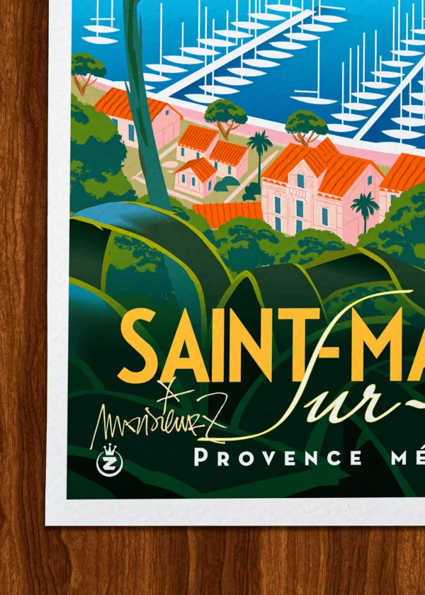Signature-511 Affiche Saint mandrier Signée Monsieur Z, Tirage d'art,