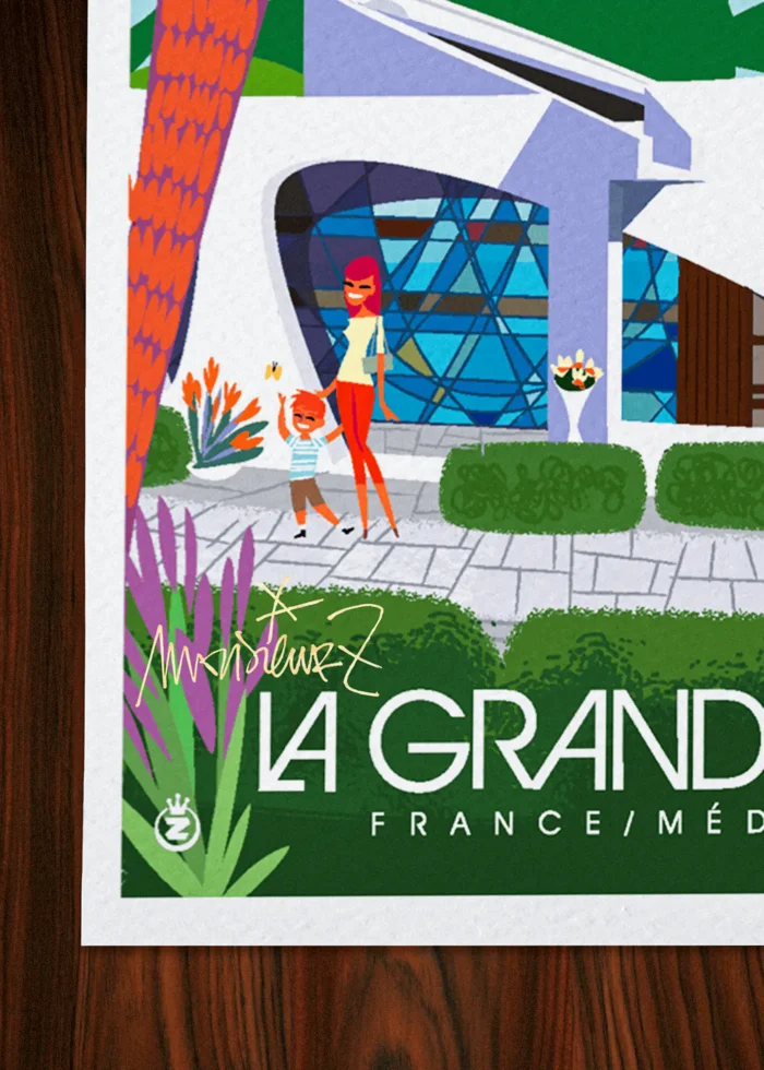 Signature-513 Affiche La grande motte Signée Monsieur Z, Tirage d'art,