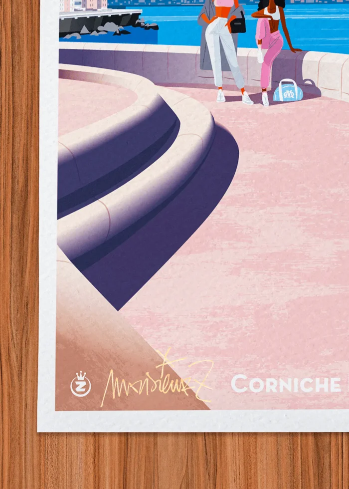 Signature-516 Affiche Marseille Signée Monsieur Z, Tirage d'art,