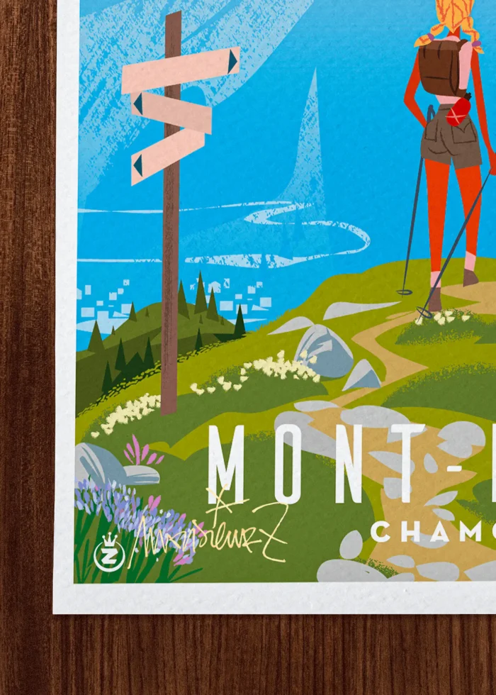 Signature-517 Affiche Mont Blanc Signée Monsieur Z, Tirage d'art,