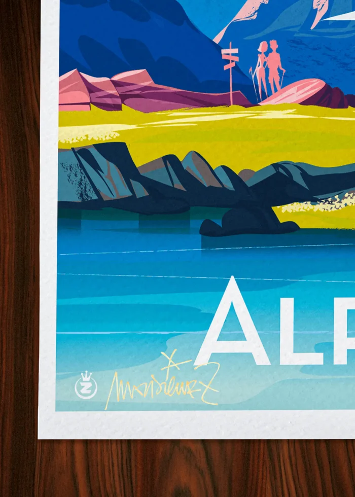 Signature-518 Affiche Alpes Signée Monsieur Z, Tirage d'art,