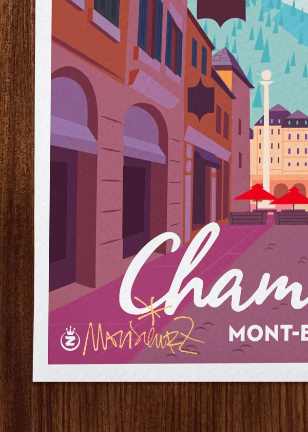 Signature-520 Affiche Chamonix Signée Monsieur Z, Tirage d'art,