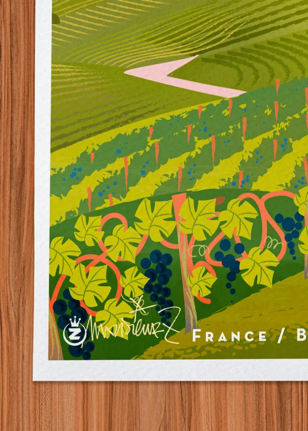 Signature-532 Affiche Bourgognes Signée Monsieur Z, Tirage d'art,