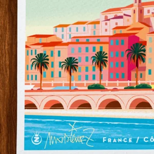Affiche Menton Signée Monsieur Z, Tirage d'art,