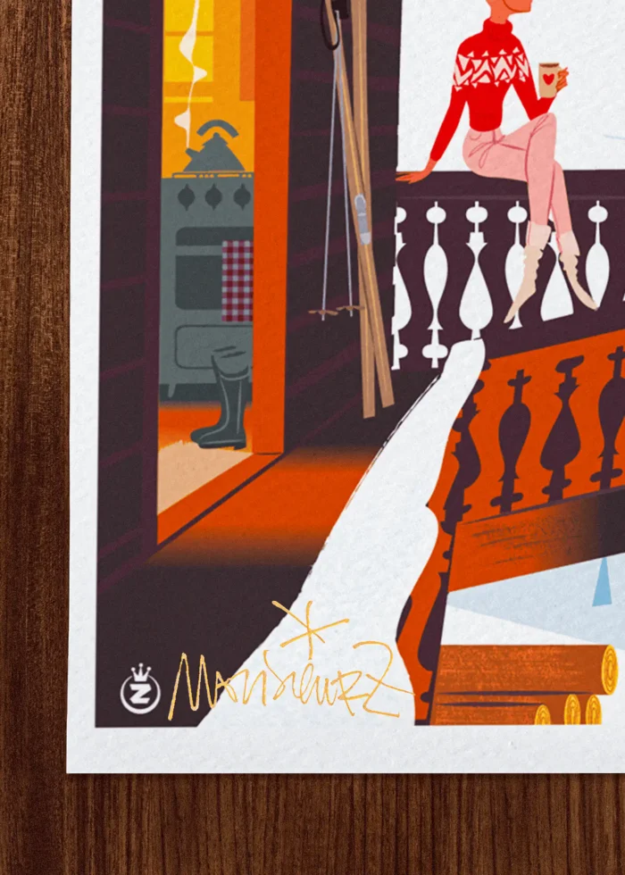 Signature-540 Affiche ski Signée Monsieur Z, Tirage d'art,