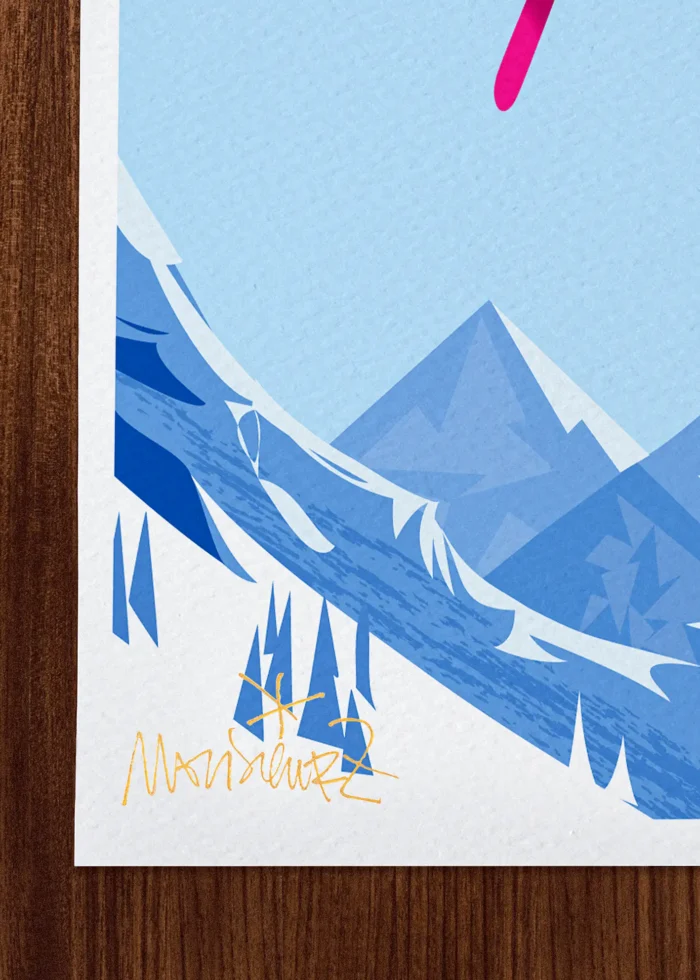 Signature-545 Affiche ski Signée Monsieur Z, Tirage d'art,