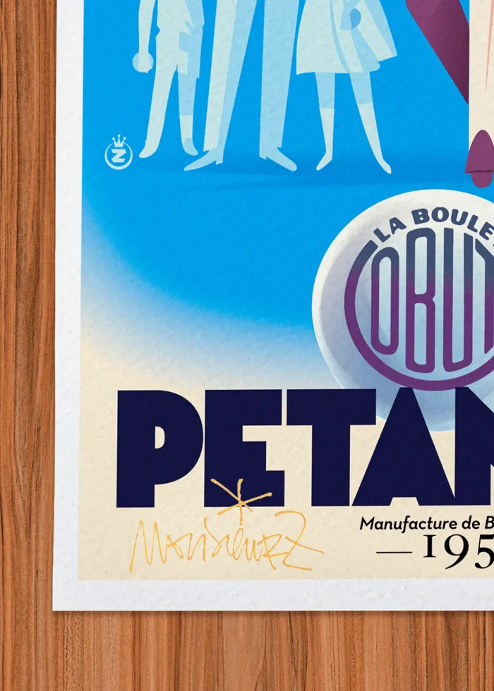 Signature-552 Affiche Pétanque Signée Monsieur Z, Tirage d'art,