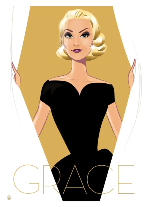 199-Grace Kelly, icone de mode, Affiche, Tirage Art, Digigraphie, Illustration, œuvre, Poster, Fine Art, Design. Monsieur Z