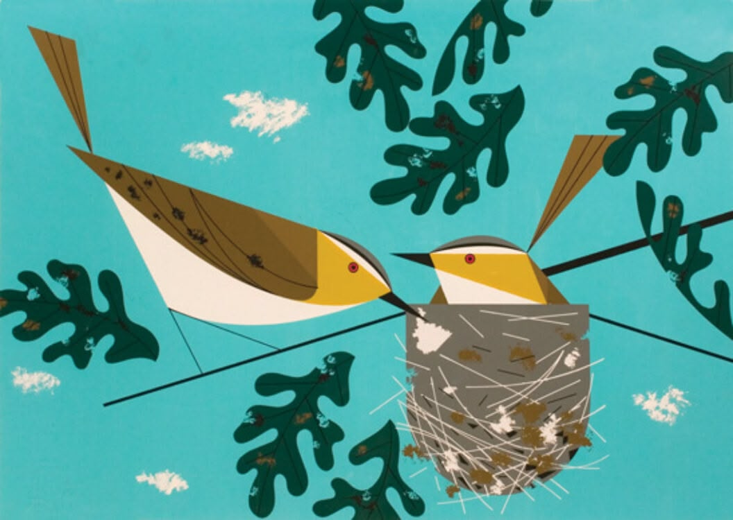 Illustrations Nids d'oiseaux Charley harper