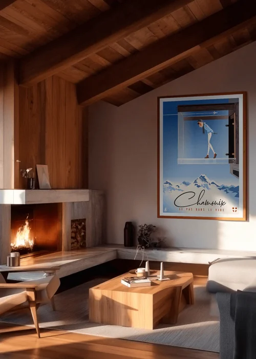 Affiche Chamonix, Chalet modern décoration d'intérieur à la montagne