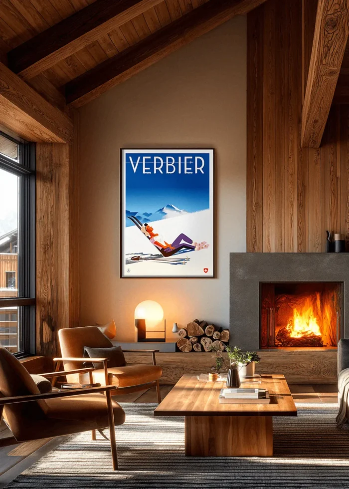 412_site Affiche Montage, Intérieur Mid-Century chalet, affiche monsieur Z AAZ Galerie