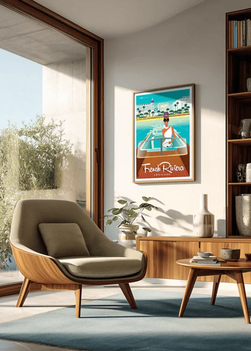 Affiche French Riviera Monsieur Z, Affiche Bateau, Affiche Monaco, Affiche AAZ Galerie