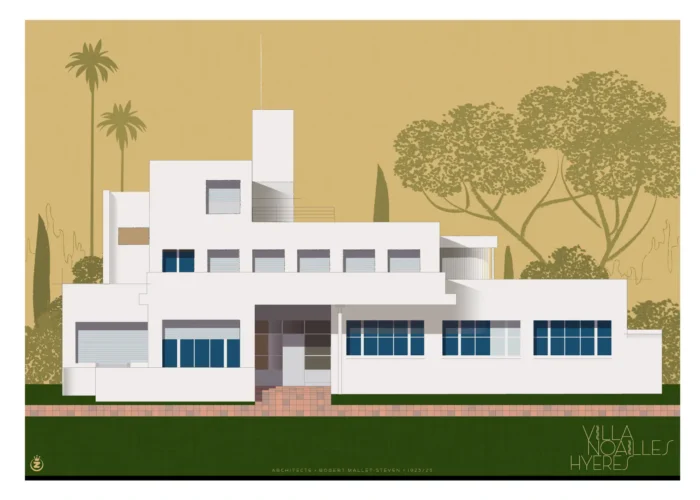566 | Villa Noailles 02 Affiche schématique art déco de la Villa Noailles à Hyères par Monsieur Z