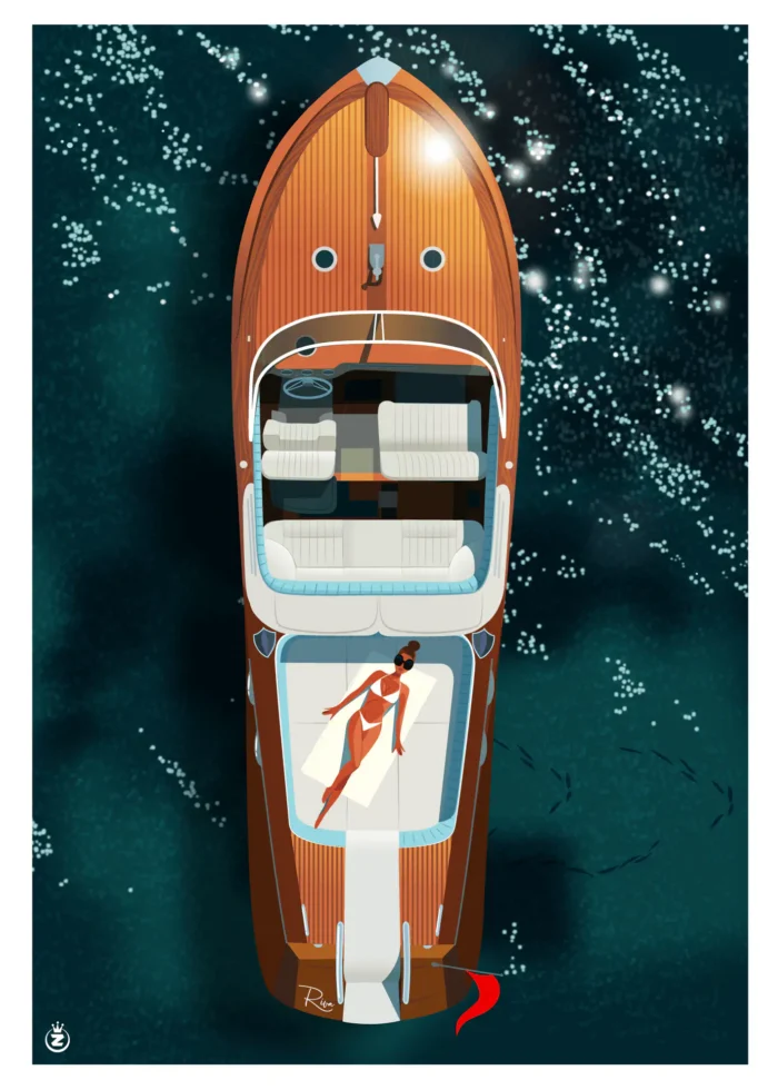 Affiche du mythique Riva Aquarama par Monsieur Z