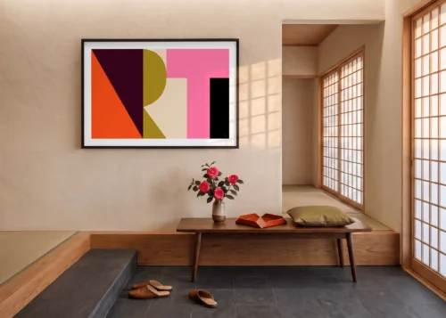 Affiche abstraite Art de Monsieur Z encadrée dans un intérieur, tirage d'art contemporain