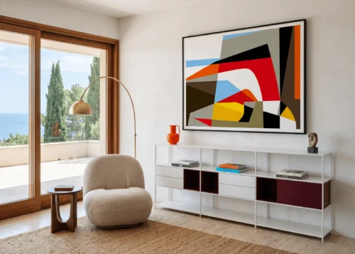 Affiche Abstrait 02 de Monsieur Z encadrée dans un intérieur, tirage d'art contemporain