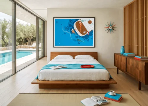 Affiche Les Suissesses de Monsieur Z encadrée dans un intérieur, tirage d'art