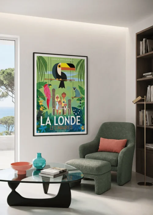 Affiche La Londe Zoo de Monsieur Z encadrée dans un intérieur, tirage d'art